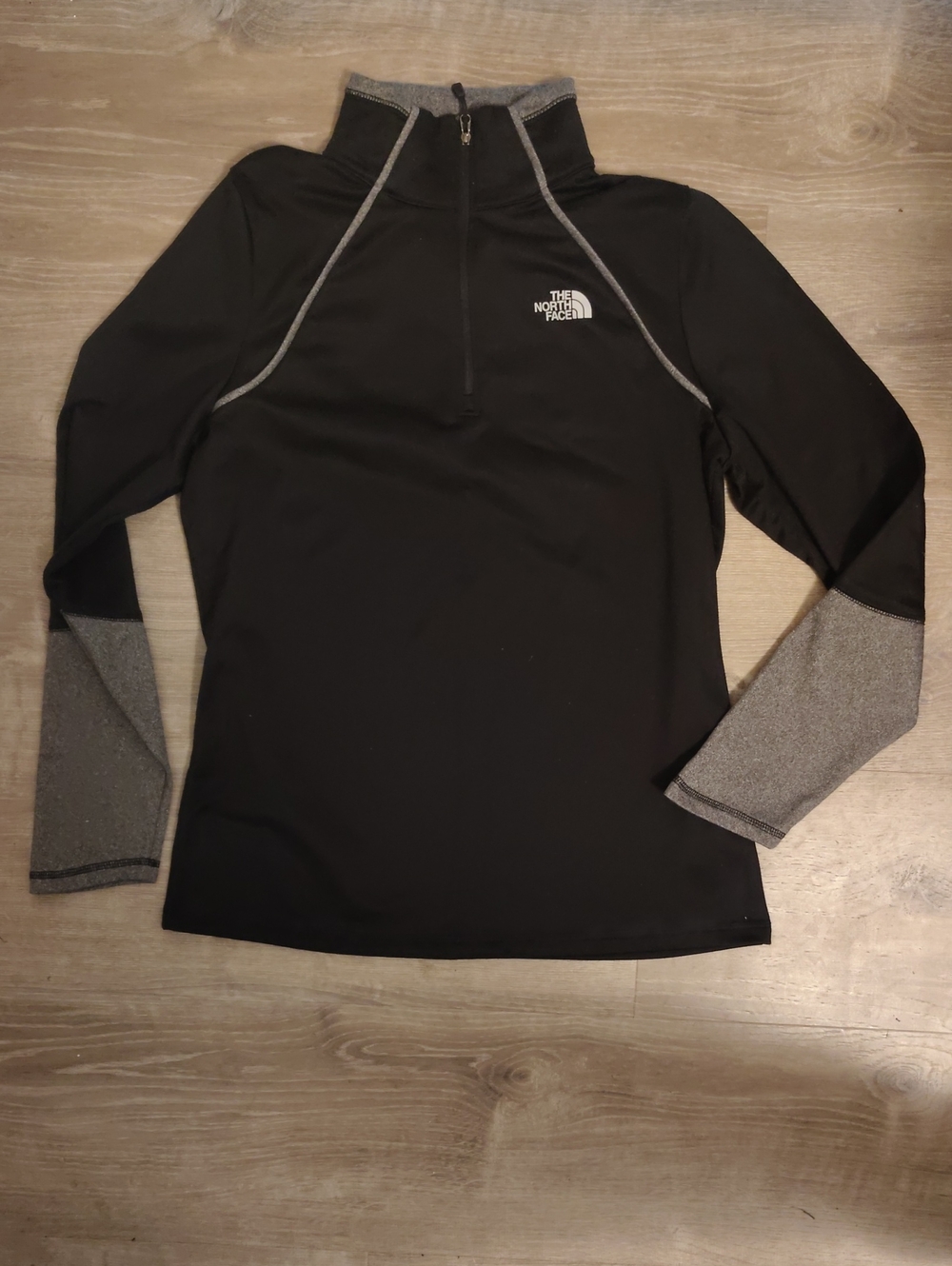 The North Face Men's Black Zip-Up Pullover with Gray Accents